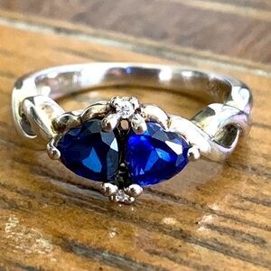 💙Blue Sapphire & Diamond Accent Heart Infinity Ring